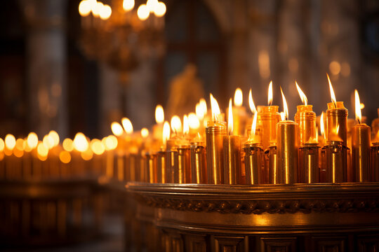 Charming spring atmosphere of holy Easter paschal holidays sunday people visiting church Generative AI