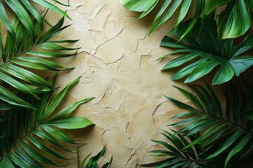 Palm Sunday concept. A cross crafted from palm and tropical leaves. A Christian movable feast commemorating Jesus' triumphant arrival in Jerusalem