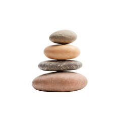 Zen Stones Stacked: An image of four smooth, grey and peach stones stacked in a zen-like balance. This simple yet elegant composition evokes tranquility and mindfulness.