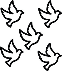 A flock of bird outline with white background 
