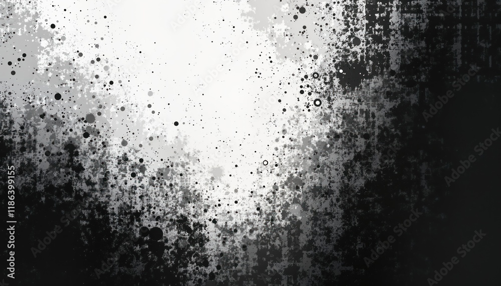 Aufkleber abstract monochrome grunge texture. halftone dots, splatters create distressed effect. horizontal, c