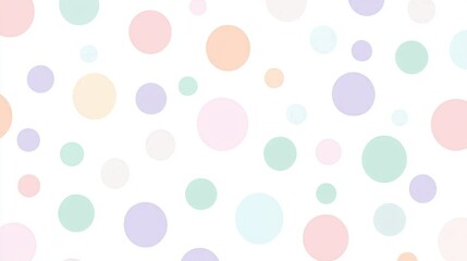 Cheerful polka dot pattern featuring pastel colors on a white background for vibrant and playful designs