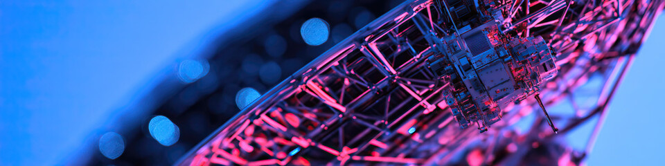 Translucent Metallic Structure with Internal Components and Bokeh Background