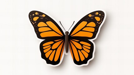 Obraz premium Vibrant monarch butterfly illustration on a white background. A striking image of nature's beauty.