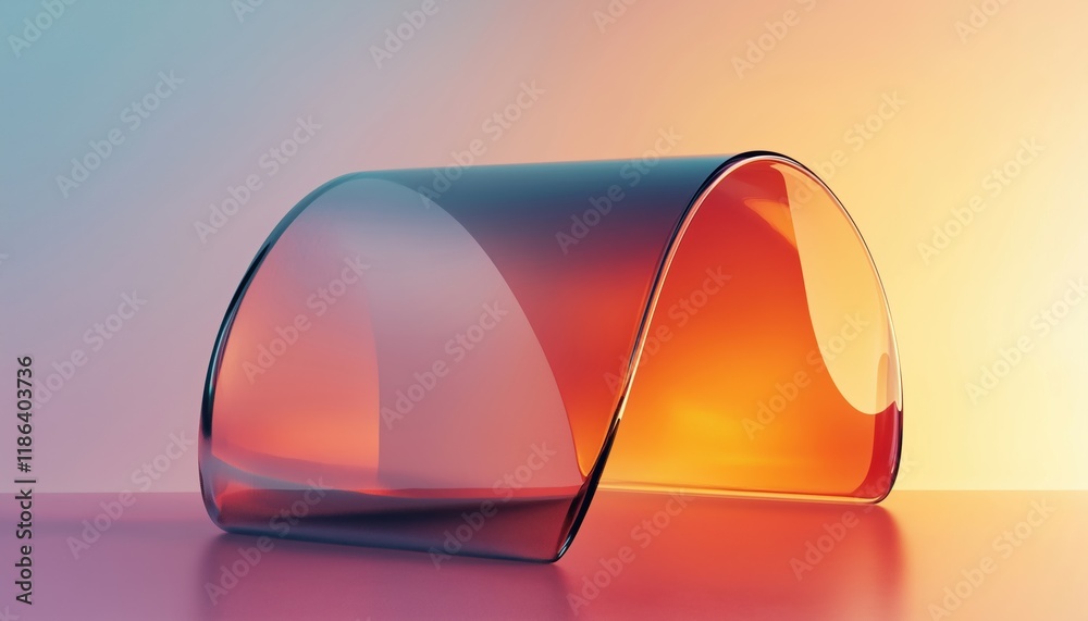 Poster digital rendering of transparent gradient curve glass showcasing its unique properties and design. t