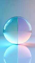 Obraz premium a delicate glass orb split into pastel halves, one glowing and the other dim, representing duality