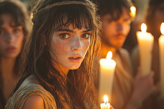 A depiction of Jesus' birth in a nativity scene, with Mary, Joseph, and the Three Wise Men, created by Stock