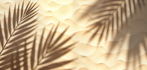 Obraz premium Palm leaf shadow on sand. Top view. Sunny day. Natural light. Sand texture. Tropical summer concept. Beach background. Travel vacation. Exotic island. Relaxing atmosphere. Paradise scenery. Perfect