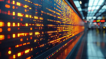 Abstract Glowing Data Stream on Futuristic Digital Display