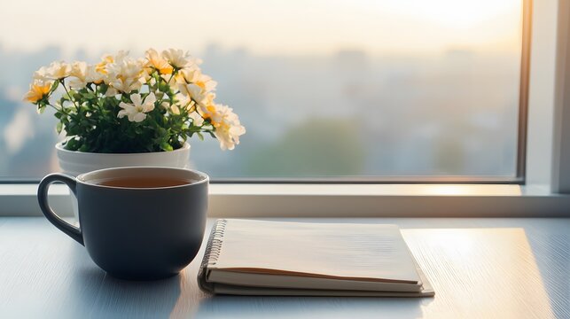 Morning tea ritual cozy home still life sunlit environment close-up view relaxation concept