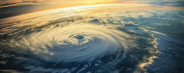 Obraz premium hurricane, storm, nature, weather, atmosphere, aerial view, cyclone, earth, satellite image, clouds, sunlight, landscape, natural disaster, ocean, power, environment, beauty, dynamic, energy