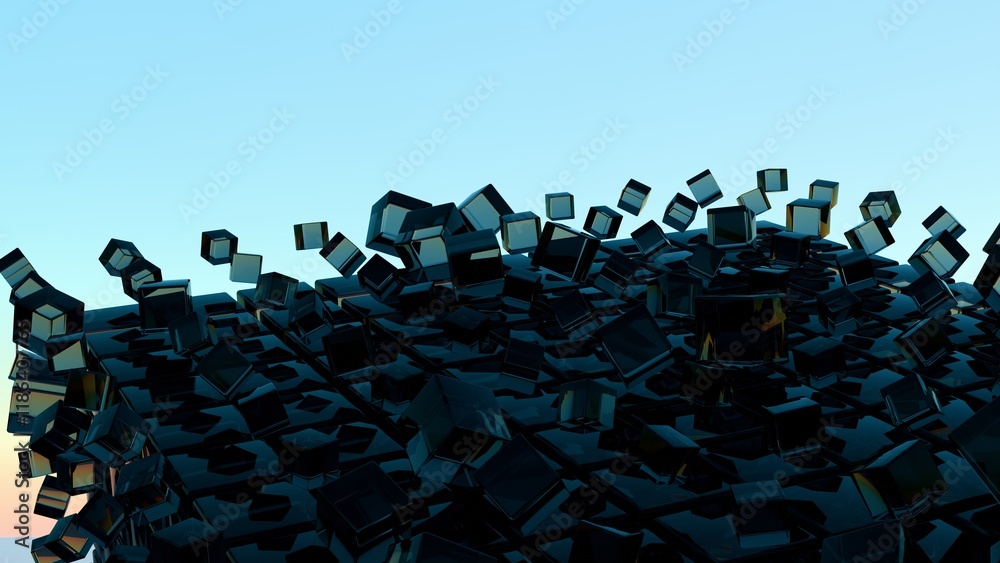 Aufkleber abstract 3d glass cubes on gradient sky background