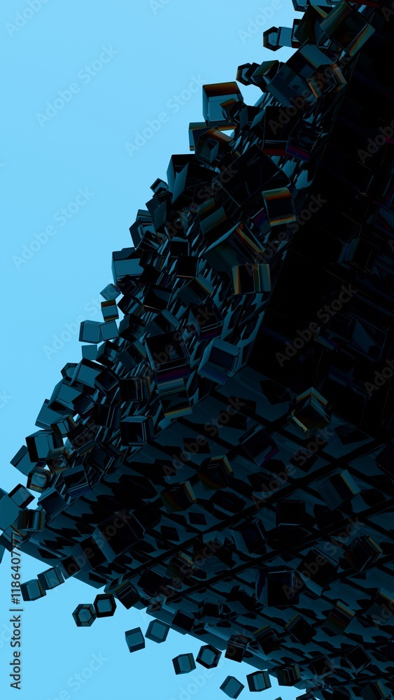 Aufkleber abstract 3d glass cubes on gradient sky background