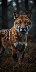 Obraz premium wild wolf in the woods closed view
