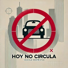 Hoy No Circula vehicle restriction sign