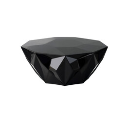 Modern black geometric faceted coffee table with sharp edges and bold lines. Sleek and contemporary touch to any modern living room or interior space. Isolated on transparent background, png.