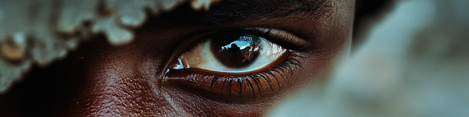 Naklejka premium Close-up Photograph of a Human Eye and Partial Facial Features