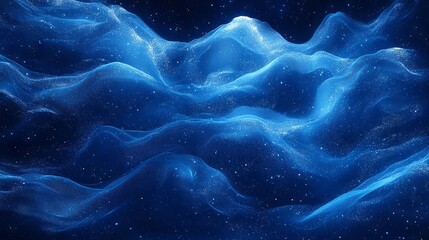 Obraz premium Abstract wave form on a low-poly triangular background, designed to represent themes of cyberspace, big data, the metaverse, network security, and data transfer