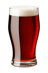 Glass of frothy amber beer isolated in white or transparent background, pint of beer png image
