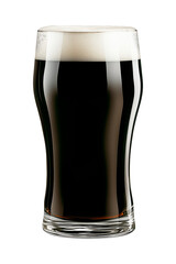 Pint of stout beer against a transparent or white background, glass of beer png image
