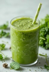 Close-Up of Green Smoothie for Digestive Health