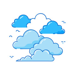 blue sky with clouds vector icon, spring vector illustration - simple illustration of blue sky with clouds perfect for logos, and spring -themed designs.