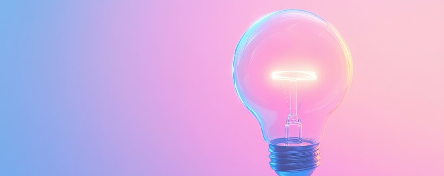 light bulb, innovation, idea, creativity, technology This image features a glowing light bulb against a soft, gradient background, symbolizing new ideas and technological advancements in a modern