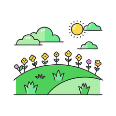 meadow vector icon, spring vector illustration - simple illustration of meadow perfect for logos, and spring -themed designs.