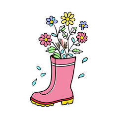 rain boot with flowers vector icon, spring vector illustration - simple illustration of rain boot with flowers perfect for logos, and spring -themed designs.