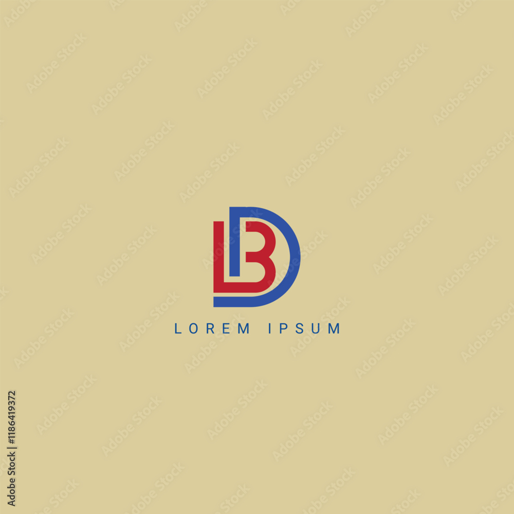 Fototapete abstract bd, db letters logo initial based monogram icon vector