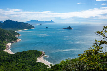Fototapeta premium Landscape of Guaratiba neighborhood and it's beaches from the Telegraph Stone - Rio de Janeiro, Brazil