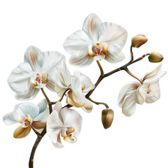 Elegant White Orchid Flowers on Clean transparent background for Photorealistic Design Projects