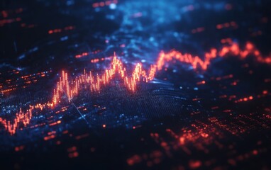 Bright graphical candlestick chart showcasing financial market trends on digital grid