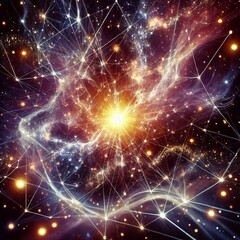 Fototapeta premium Abstract osmic neural network in outer space with stars
