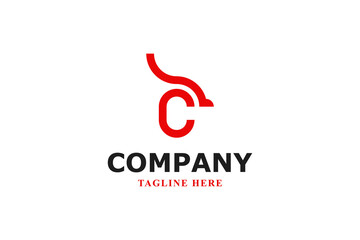 letter c and red eagle modern logo