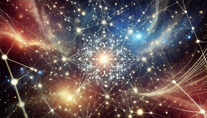 Obraz premium Abstract osmic neural network in outer space with stars