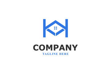 letter k and blue house modern logo