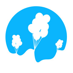 Blue balloon cartoon icon symbol for posters, banners, designs, or a creative logo idea illustration.