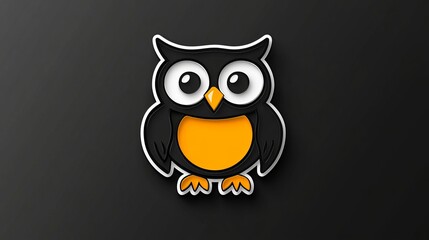 Adorable cartoon owl with big eyes, perched on a dark background.  Perfect for kids' projects or Halloween!