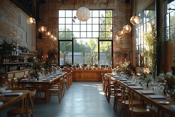 Rustic and elegant wedding reception venue with industrial-chic vibes