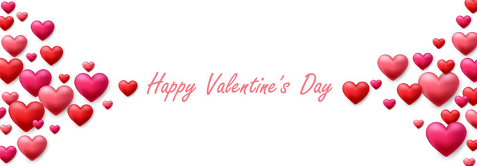 Vector 3D hearts, Valentines day love symbol. Cute love hearts. Realistic romantic emoji. Valentines day vector illustration