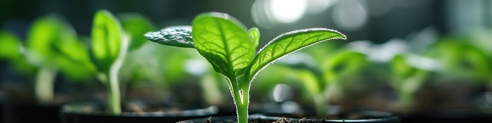 Seedlings in Pots: Close-up of Young Plants