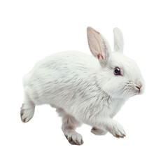 Fototapeta premium Isolated White Rabbit on Clean Background for Photorealistic.