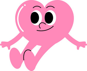 pink cute heart character cartoon sitting illustration