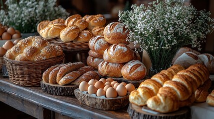 A charming Easter Monday breakfast spread on the table