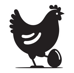 Chicken with her Child vector silhouette