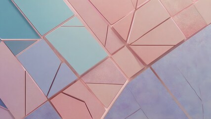 A surreal abstract design blending geometric patterns with soft, ethereal light. Use a palette of pastel gradients, including soft pinks, blues, and lavenders, with subtle transparency effects. Incorp