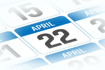 22 April calendar day vector illustration
