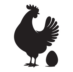Chicken with her Child vector silhouette