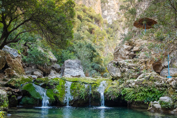 Beautiful Waterfalls Akchour in Chefchaouen, Morocco